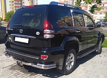 Защита заднего бампера угловая двойная под фаркоп d60/42 мм для Toyota Land Cruiser Prado 120 Series Рестайлинг