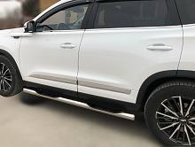 Пороги труба с проступью d76 мм для Chery Tiggo 8 Pro Max I Рестайлинг