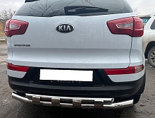 Защита заднего бампера двойная с перемычками d60/42 мм для Kia Sportage III