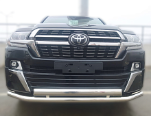 Защита переднего бампера двойная овал d60/75x42 мм для Toyota Land Cruiser 200 Series Рестайлинг 2