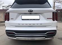 Защита заднего бампера двойная d60/42 мм для Kia Sorento IV