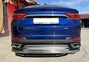 Защита заднего бампера угловая большая двойная d60/42 мм для Geely Tugella I