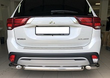 Защита заднего бампера центральная d60 мм для Mitsubishi Outlander III Рестайлинг 3