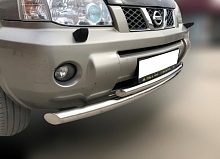 Защита переднего бампера двойная d60/42 мм для Nissan X-Trail I Рестайлинг