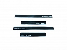 Накладки на пороги нержавеющая сталь под карбон 4шт. для SsangYong Actyon II Рестайлинг