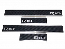 Накладки на пороги нержавеющая сталь под карбон 4шт. для Kia Rio III Рестайлинг