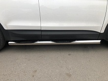 Пороги труба с проступью d76 мм для Hyundai Santa Fe III