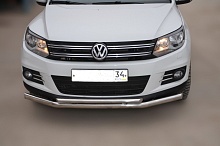 Защита переднего бампера двойная d60/42 мм для Volkswagen Tiguan I Рестайлинг