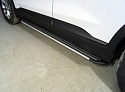 Пороги алюминиевые "Slim Line Silver" 1820 мм для Hyundai Santa Fe IV Рестайлинг