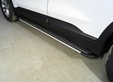 Пороги алюминиевые "Slim Line Silver" 1820 мм для Hyundai Santa Fe IV Рестайлинг