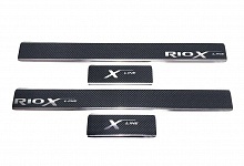 Накладки на пороги нержавеющая сталь под карбон 4шт. для Kia Rio X (X-Line) I