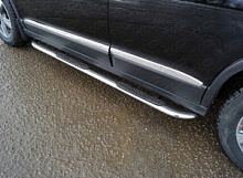 Пороги овальные гнутые с накладкой 75х42 мм для Haval H6