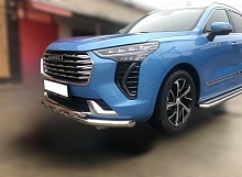 Защита переднего бампера двойная с перемычками d60/42 мм для Haval Jolion I
