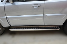 Пороги с накладным листом d60 мм для Mitsubishi Pajero IV Рестайлинг 2