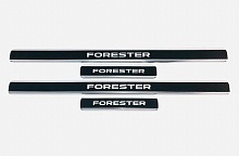 Накладки на пороги нержавеющая сталь под карбон 4шт. для Subaru Forester IV Рестайлинг