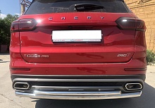 Защита заднего бампера двойная d60/42 мм для Chery Tiggo 8 Pro