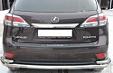 Защита заднего бампера двойная угловая большая d60/42 мм для Lexus RX III Рестайлинг