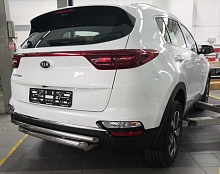 Защита заднего бампера двойная d60/42 мм для Kia Sportage IV Рестайлинг
