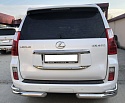 Защита заднего бампера угловая двойная d76/42 мм для Lexus GX II