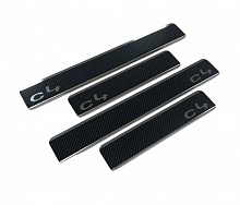 Накладки на пороги нержавеющая сталь под карбон 4шт. для Citroen C4 II Рестайлинг