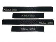 Накладки на пороги нержавеющая сталь под карбон 4шт. для Jetour X90 PLUS