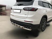 Защита заднего бампера двойная с перемычками d60/42 мм для Chery Tiggo 8 Pro Max I Рестайлинг