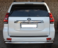 Защита заднего бампера угловая большая двойная d76/42 мм для Toyota Land Cruiser Prado 150 Series Рестайлинг 2