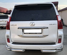 Защита заднего бампера угловая двойная d76/42 мм для Lexus GX II