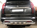 Защита заднего бампера двойная с перемычками d60/42 мм для Mitsubishi Pajero Sport III Рестайлинг