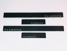 Накладки на пороги нержавеющая сталь под карбон 4шт. для Renault Fluence I Рестайлинг