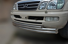 Защита переднего бампера тройная d60/60/42 мм для Lexus LX II Рестайлинг