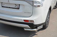 Защита заднего бампера двойная угловая d60/42 мм для Mitsubishi Outlander III Рестайлинг