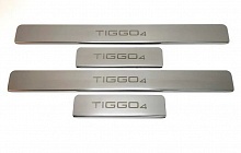 Накладки на пороги из нержавеющей стали 4шт. для Chery Tiggo 4 I