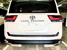 Защита заднего бампера угловая двойная d76/42 мм для Toyota Land Cruiser 300 Series