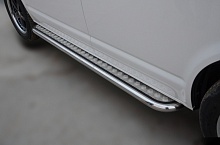 Пороги с накладным листом d53 мм для Volkswagen Caravelle T5 Рестайлинг