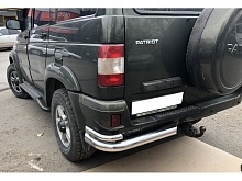 Защита заднего бампера угловая двойная d76/42 мм для УАЗ Patriot I