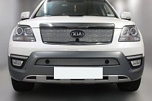 Комплект сеток chrome верх с камерой и низ с парктрониками для Kia Mohave I Рестайлинг