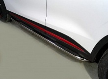 Пороги овальные гнутые с накладкой 75х42 мм для Omoda C5 I