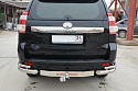 Защита заднего бампера угловая двойная под фаркоп d76/42 мм для Toyota Land Cruiser Prado 150 Series Рестайлинг 1