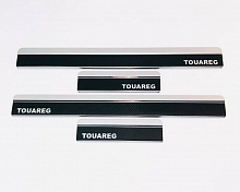 Накладки на пороги нержавеющая сталь под карбон 4шт. для Volkswagen Touareg II Рестайлинг