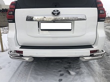 Защита заднего бампера угловая двойная d76/42 мм для Toyota Land Cruiser Prado 150 Series Рестайлинг 2