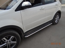 Пороги с накладным листом d53 мм для SsangYong Actyon II