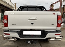 Защита заднего бампера угловая двойная d60/42 мм для JAC T6