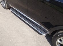 Пороги с площадкой (нерж. лист) 42,4 мм для Kia Sorento III Prime Рестайлинг