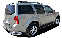 Защита заднего бампера угловая двойная d76/42 мм для Nissan Pathfinder III Рестайлинг