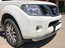 Защита переднего бампера d60 мм для Nissan Pathfinder III Рестайлинг