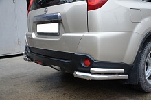 Защита заднего бампера угловая двойная d60/42 мм для Nissan X-Trail II Рестайлинг