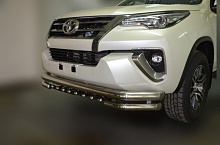 Защита переднего бампера тройная с защитой зубья d76/60/42 мм для Toyota Fortuner II