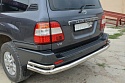 Защита заднего бампера угловая большая двойная d76/42 мм для Toyota Land Cruiser 100 Series Рестайлинг 1