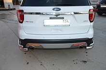 Защита заднего бампера угловая двойная d76/42 мм для Ford Explorer V Рестайлинг 2